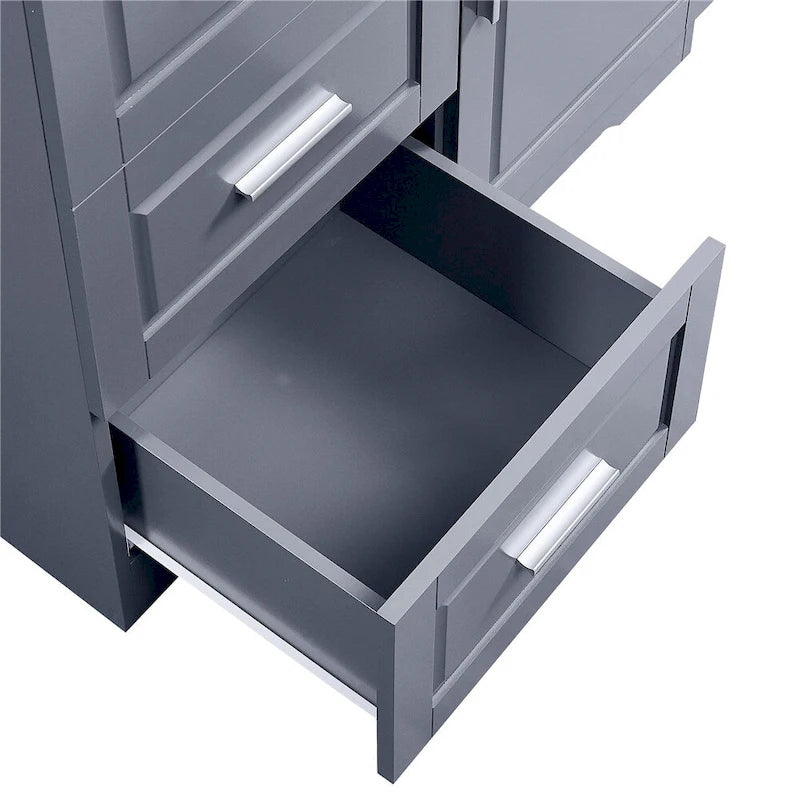 Armoire de rangement haute et large avec portes pour salle de bains, trois tiroirs