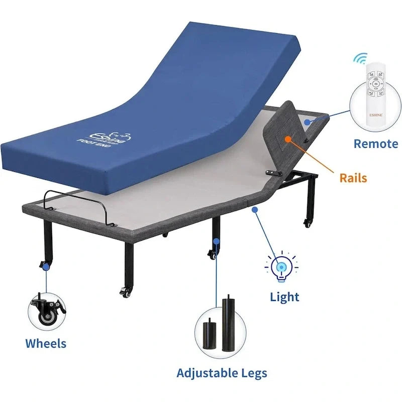 Verstelbaar bed met draadloze afstandsbediening, ziekenhuisbedbodem met of zonder matras