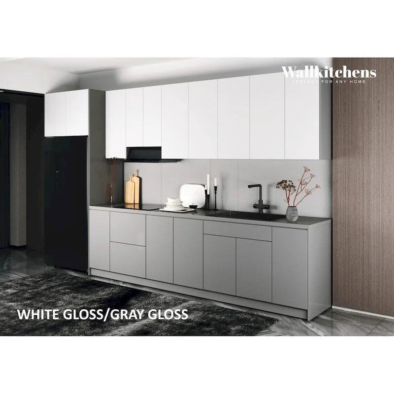 Keuken Timeless Collection, grijs-wit glanzend, onderkast, breedte 13Ft - 157x24