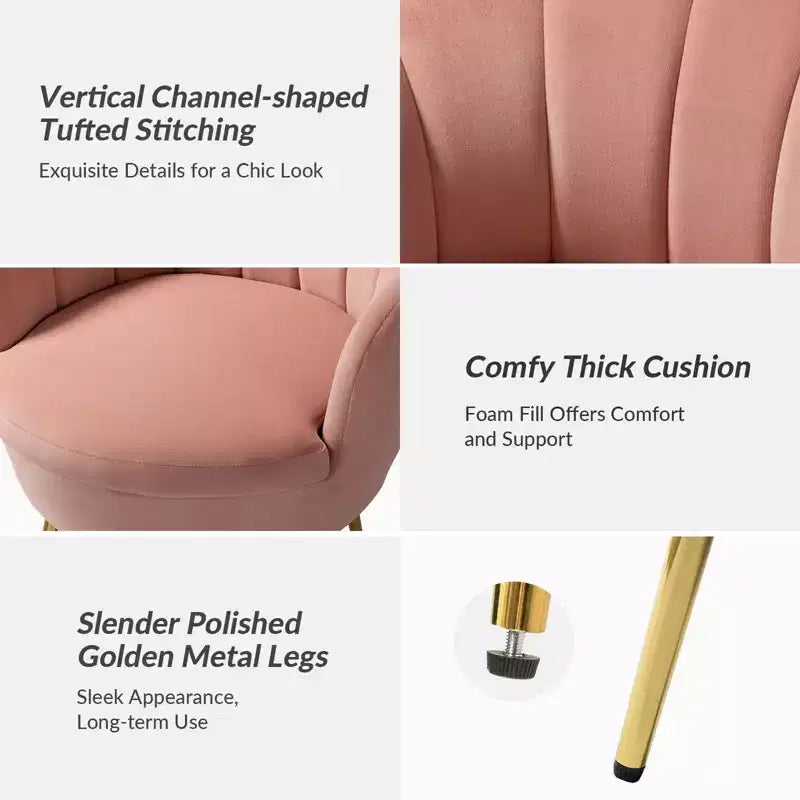 Comfy Barrel Chair with Golden Metal Legs, Living Room Accent Chair