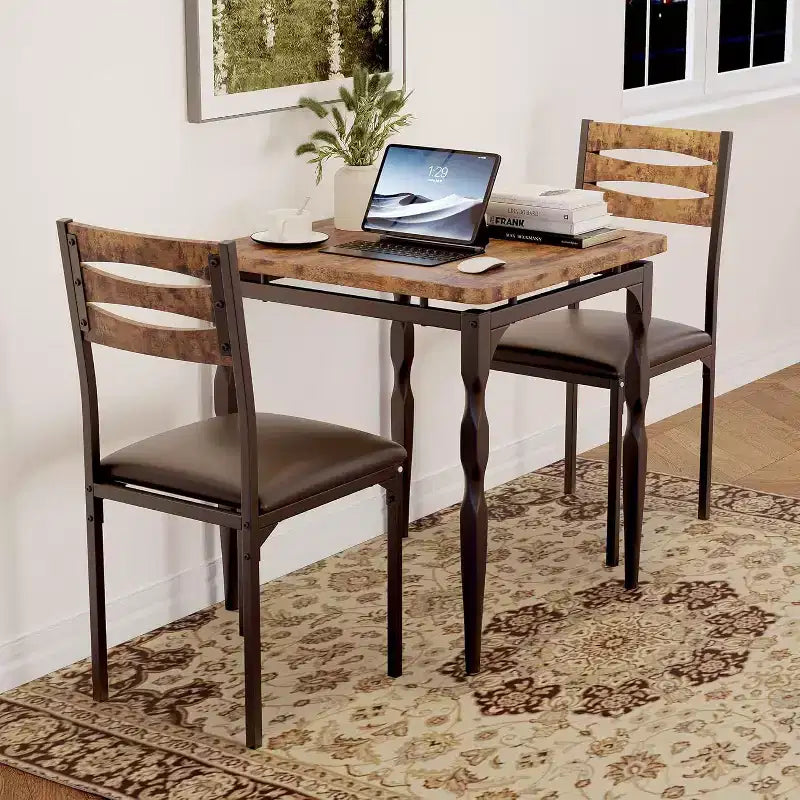 Ensemble de salle à manger 3 pièces pour petits espaces, table et 2 chaises à pieds en spirale, ensemble compact pour la cuisine et les appartements