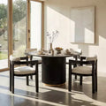 Ensemble de salle à manger moderne rond Christopher Knight Home Shankar de 5 pièces avec chaises rembourrées en bois d’hévéa