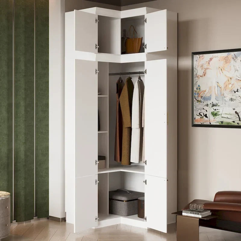 93.9H/74.2H Kleiderschrank, Garderobenschrank mit Kleiderstange, Schubladen und Stauraum
