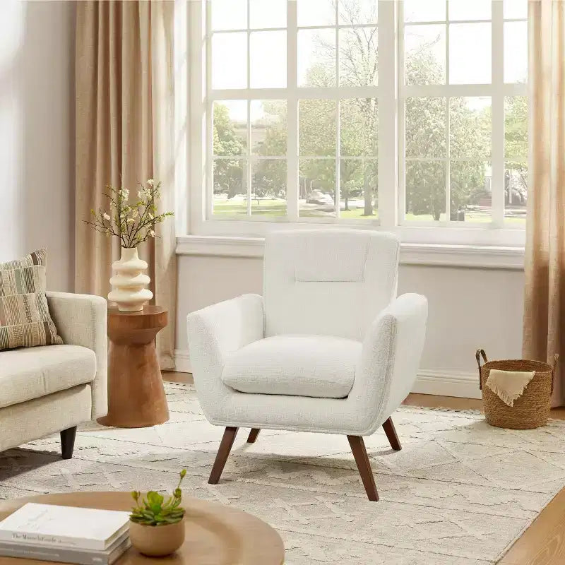Fauteuil d'appoint confortable en flanelle jacquard Art Leon avec pieds en bois