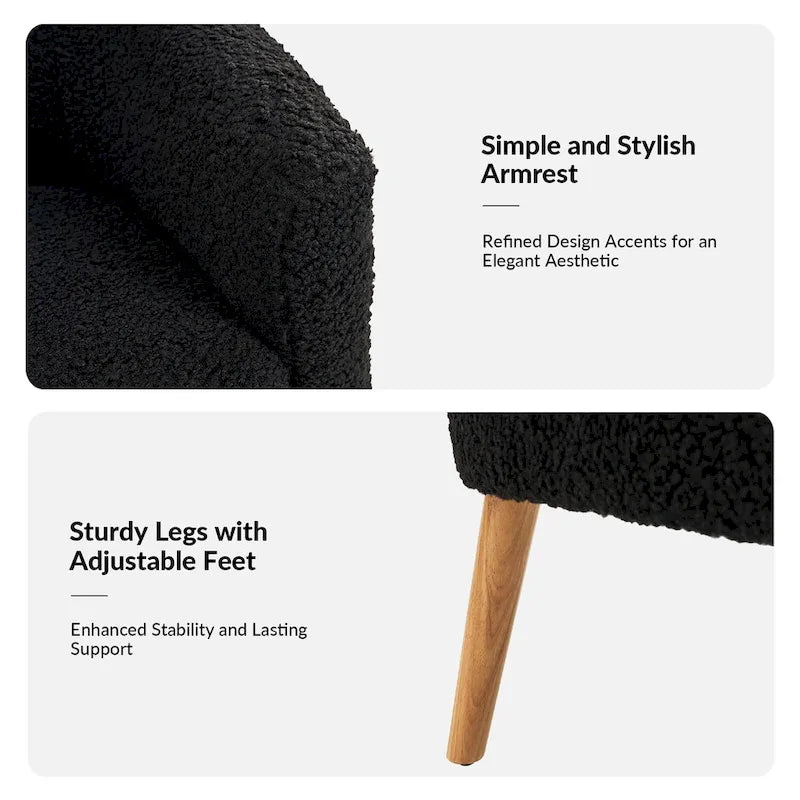 Sheila Moderner 30 W Bouclé-Sessel mit Beinen aus Massivholz, 2er-Set von HULALA HOME