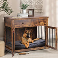 Cuccia per cani BOSSIN da 44 pollici, mobile in legno con tavolino laterale e cassetti contenitori, cuccia decorativa per animali domestici