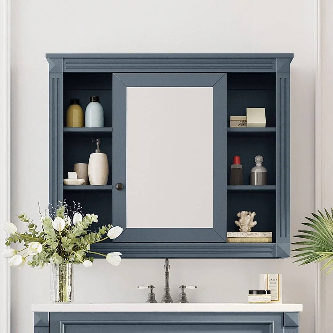 Mobile bagno moderno da 36 con lavabo integrato e specchiera, 2 ante e 2 cassetti