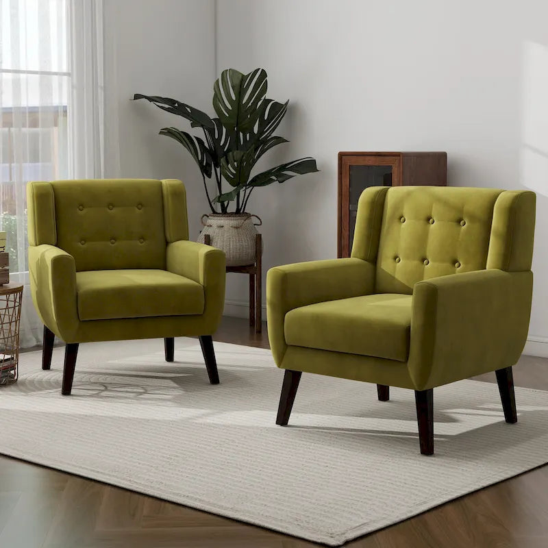 Set van 2 fluwelen fauteuils met armleuningen voor de woonkamer