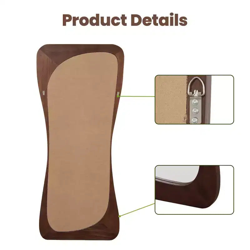 Dovelina asymmetrische passpiegel van 71H*31W, decoratieve staande spiegel, moderne badkamerspiegel voor woonkamer, eetkamer, hal en slaapkamer