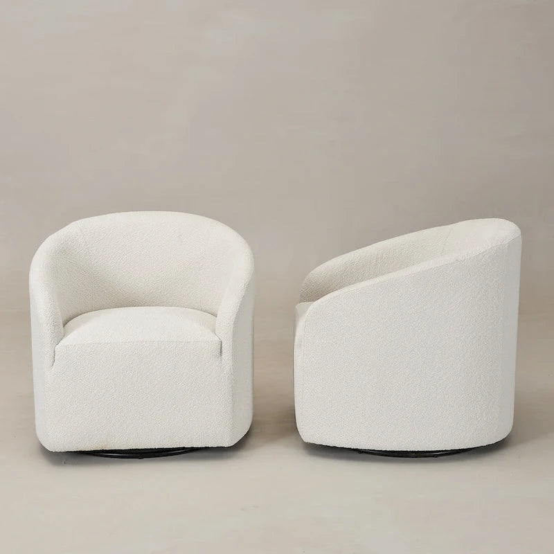 Fauteuil pivotant tonneau KINWELL 32 W rembourré en bouclé (lot de 2)