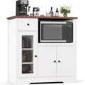 Küchen-Mikrowellenschrank mit Stauraum, 3 Türen, 1 Schublade und verstellbaren Einlegeböden, Vorratsschrank