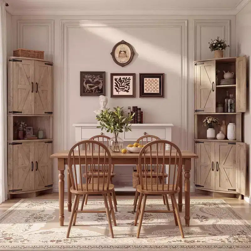 COZONY 65 Bauernhaus-Eckschrank mit Türen und verstellbaren Einlegeböden, hoher Eckschrank für Küche und Wohnzimmer