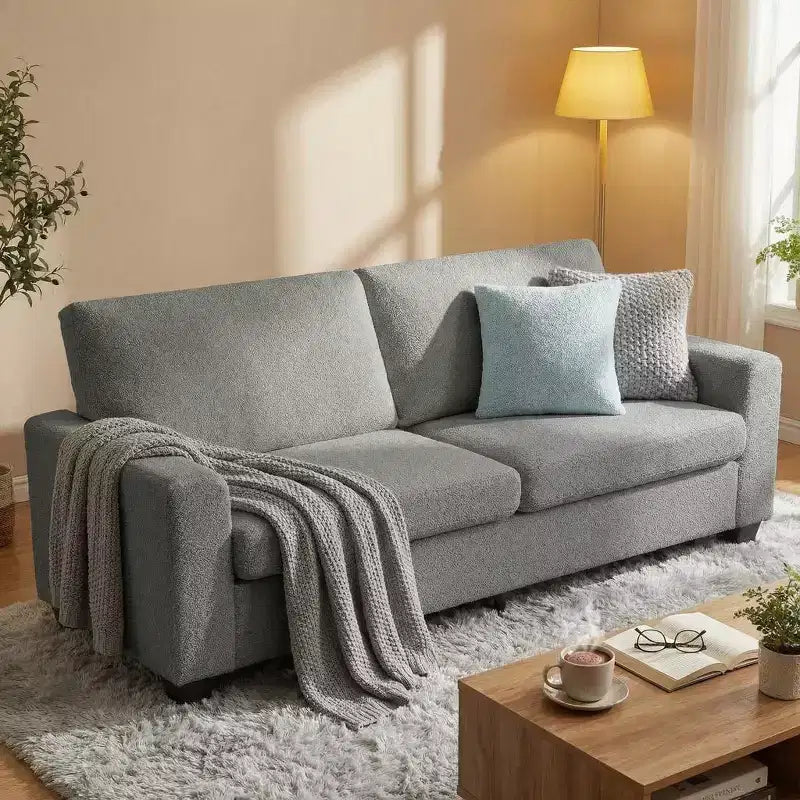 Modernes 3-Sitzer-Sofa, 83W, mit tiefer Sitzfläche, weichem Stoff, breiten Armlehnen und abnehmbarem, waschbarem Kissenbezug