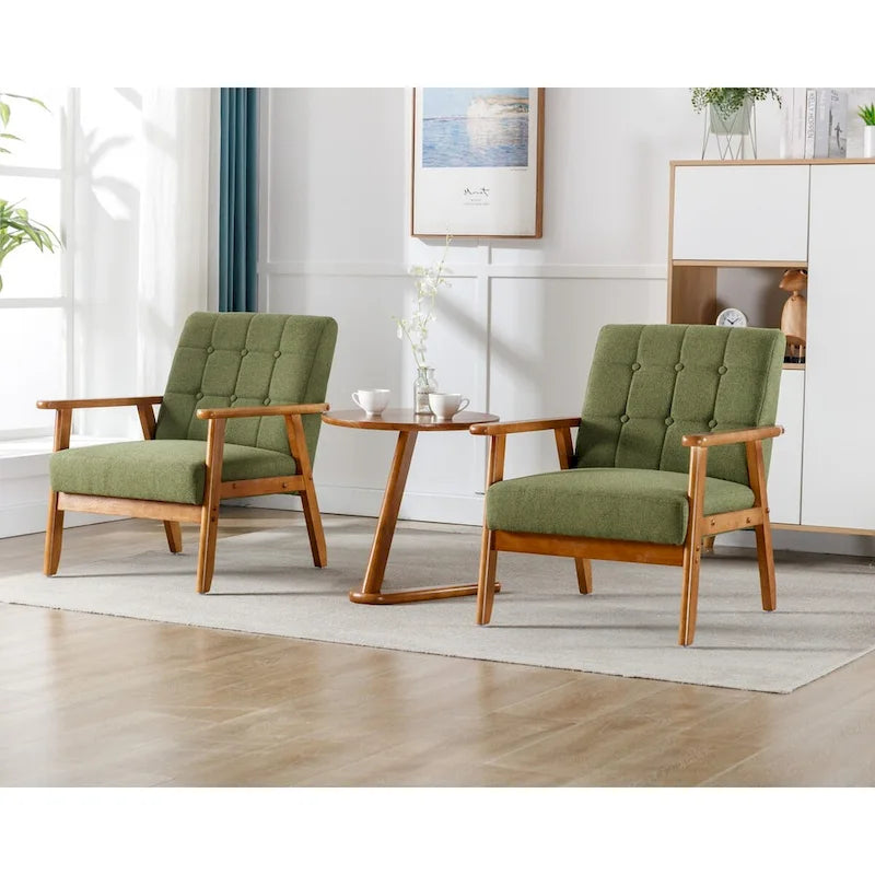 Set van 2 accentstoelen met bijzettafel, fauteuils voor woonkamer, slaapkamer of kantoor - 30.71H*25.39W *27.95D