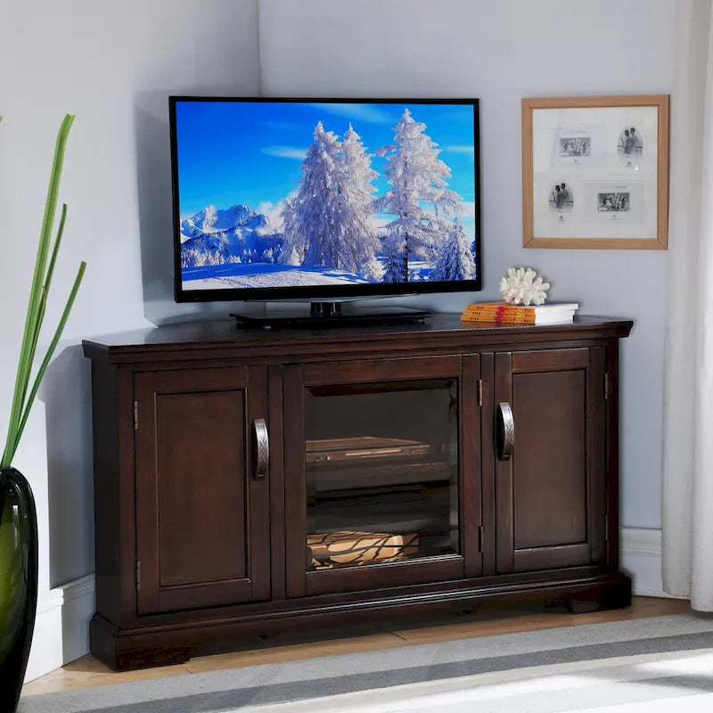 Leick Home Eck-TV-Ständer im Mission-Stil aus Massivholz