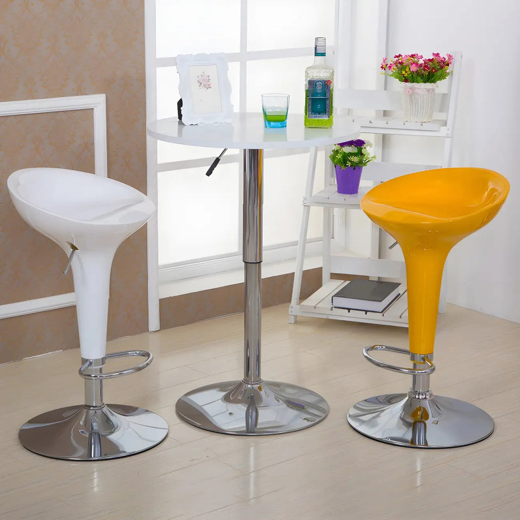 Drehbarer Barhocker aus Kunststoff und Chrom, höhenverstellbar