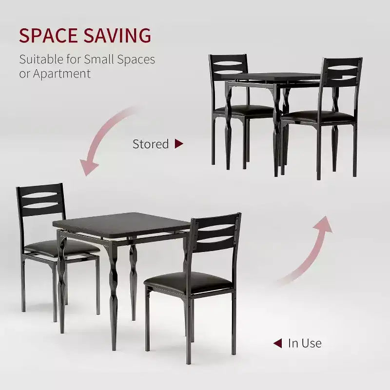 Eetset van 3 delen voor kleine ruimtes, tafel en 2 stoelen met spiraalpoten, compacte keukentafelset voor appartementen