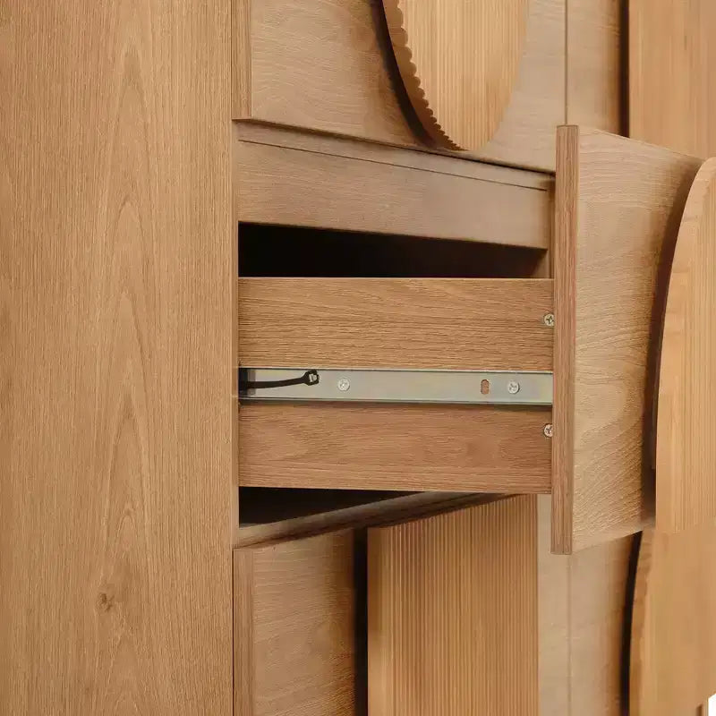 Moderne geometrische Kommode mit 6 Schubladen, breiter Stauraumschrank mit Halbkreismuster für Schlafzimmer und Wohnzimmer