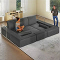 Canapé modulable convertible Cloud, confortable, en velours côtelé, avec assise profonde et coussins hauts, facile à monter