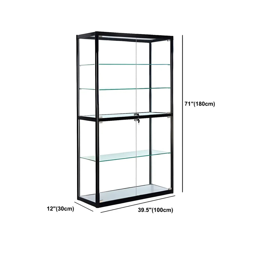 Moderner rechteckiger Vitrinenschrank aus schwarzem Glas