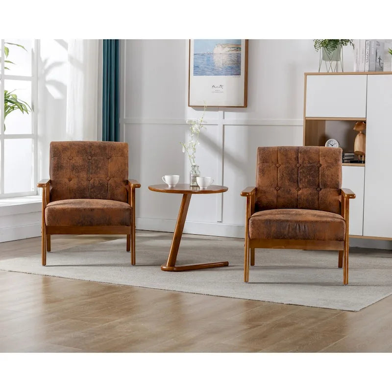 Set van 2 accentstoelen met bijzettafel, fauteuils voor woonkamer, slaapkamer of kantoor - 30.71H*25.39W *27.95D