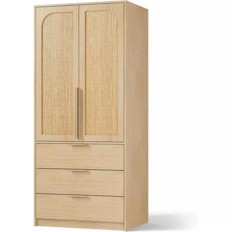 Armoire à 2 portes avec 3 tiroirs et tringle