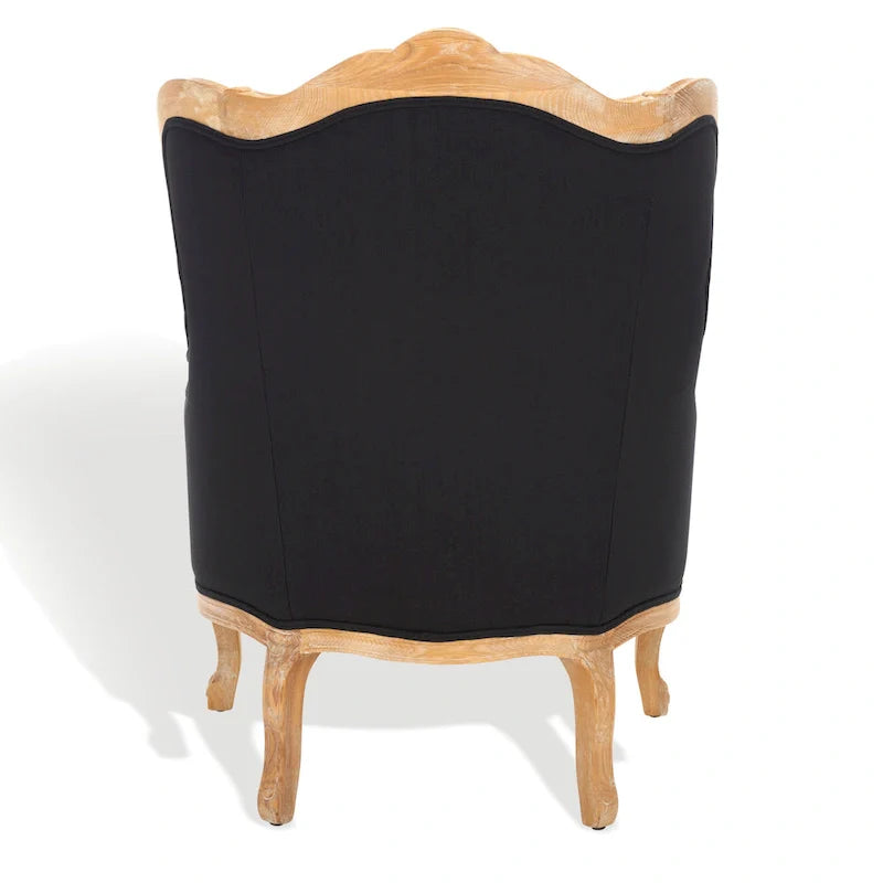 SAFAVIEH Couture Kali-vleugelstoel van eikenhout en natuurlijk linnen - 34Wx34Dx40H