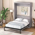 Lit escamotable mural double/simple, armoire-lit en bois, gris