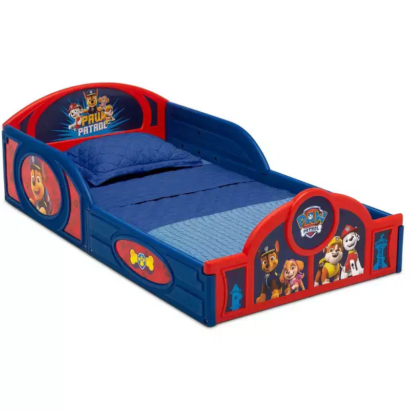 Delta Children Kunststoff-Kleinkinderbett zum Schlafen und Spielen mit integrierten Schutzgittern - PAW Patrol