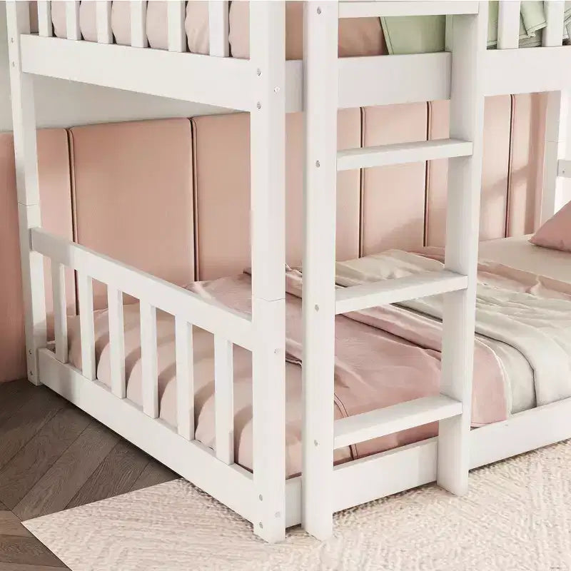 Letto a castello triplo per bambini, con tre letti singoli sovrapposti e separabili, scala e spondine, convertibile in 3 letti