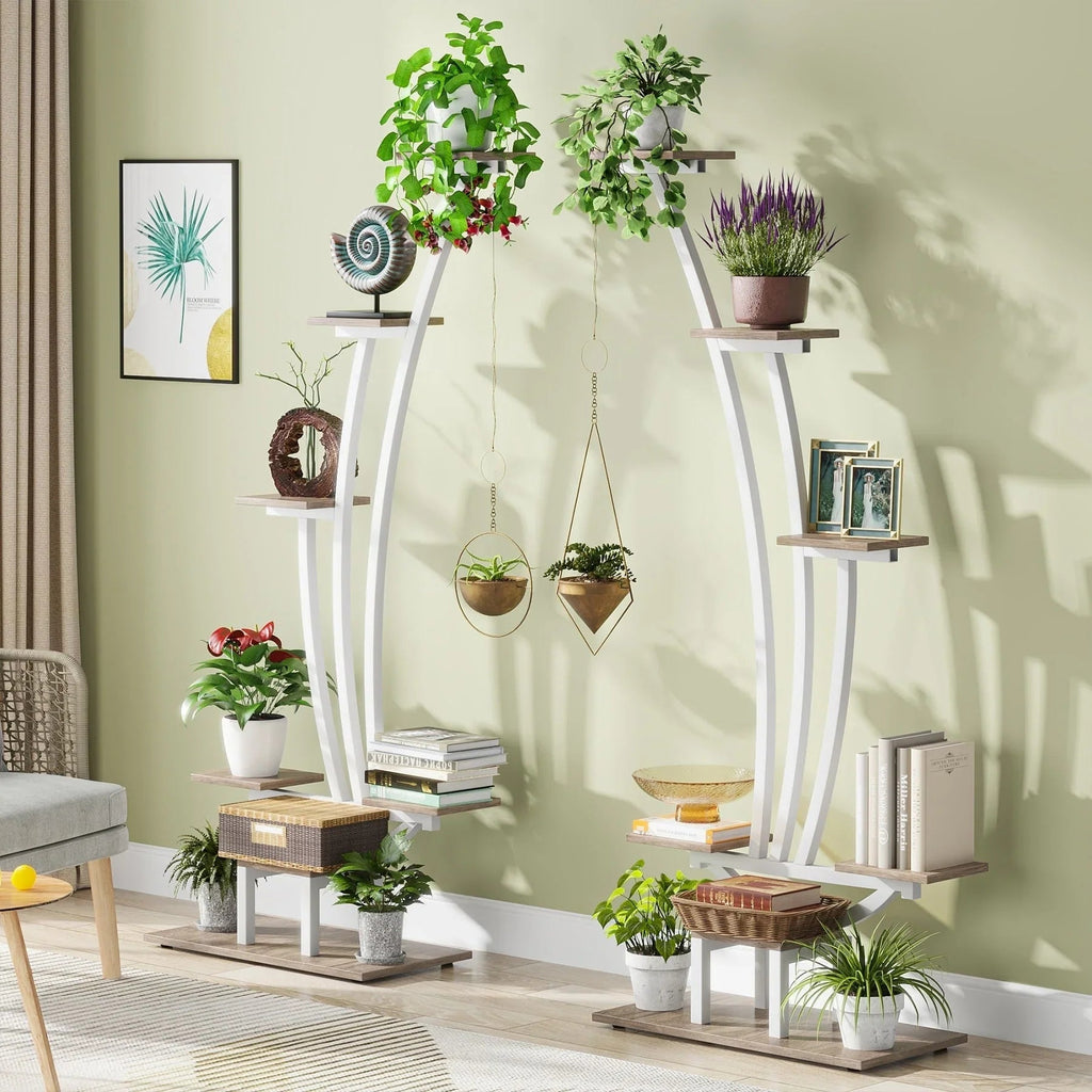 Pflanzenständer für Innenräume, sechsstufiges Blumenregal für Haus und Garten - 2er-Set