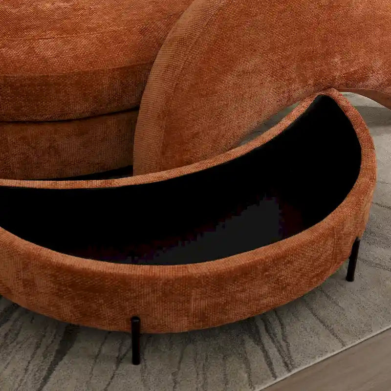 Fauteuil canapé moderne rond de style tonneau avec 5 coussins et pouf en option