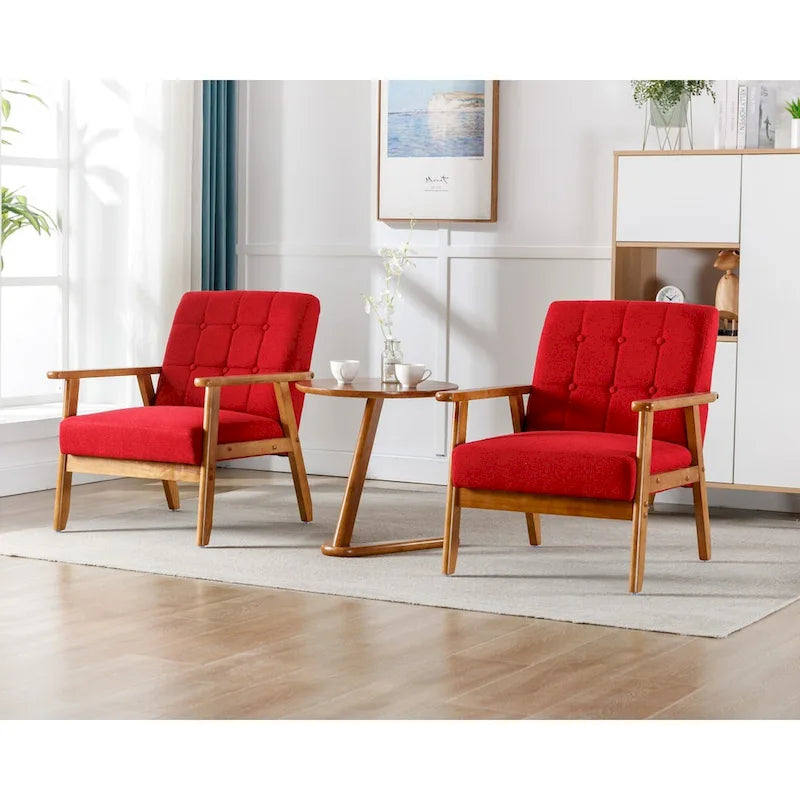 Set van 2 accentstoelen met bijzettafel, fauteuils voor woonkamer, slaapkamer of kantoor - 30.71H*25.39W *27.95D