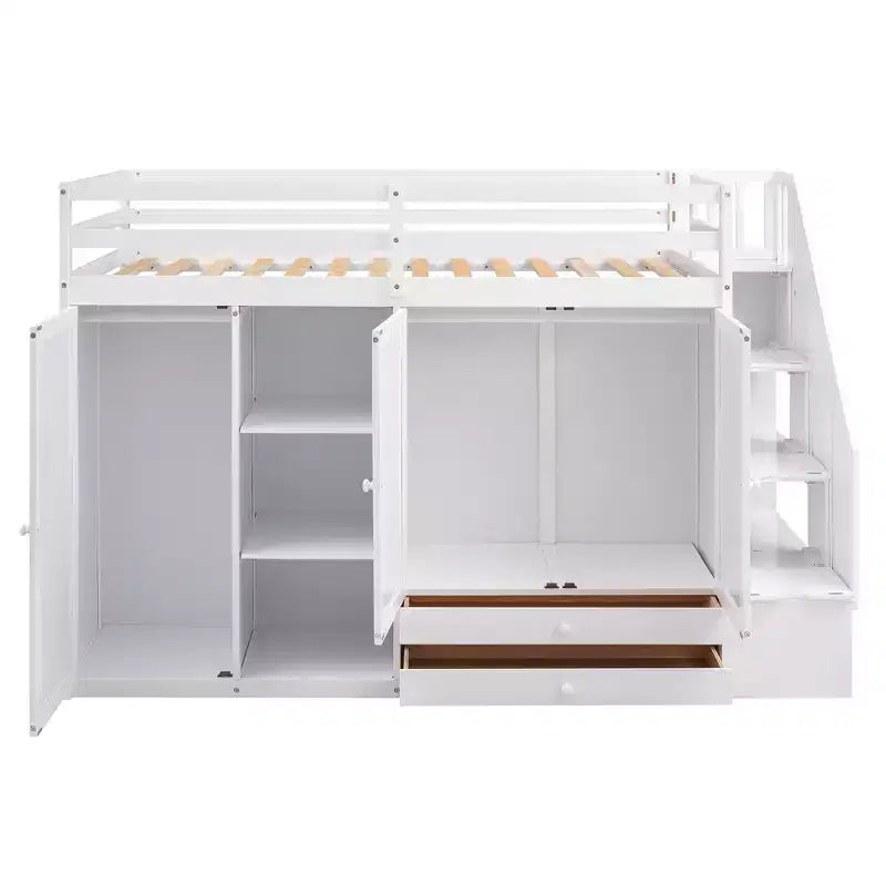 93.3 Functional Loft Bed with Wardrobes, Shelves, Drawers and Storage Ladder