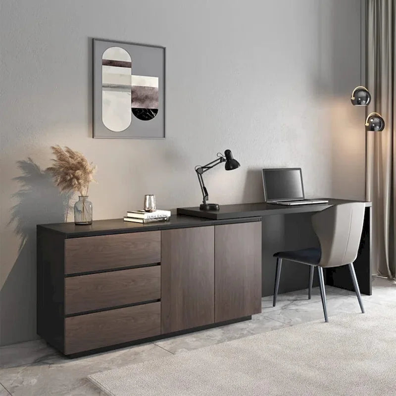 Bureau extensible avec tiroir et commode de rangement pour bureau à domicile