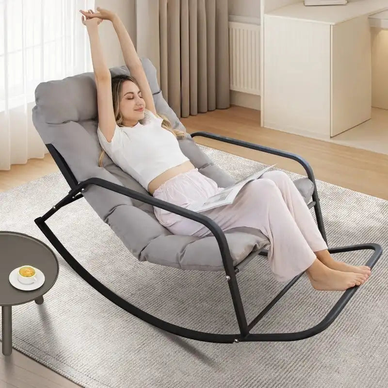 Übergroßer Schaukel-Loungesessel, extra großer Outdoor-Liegestuhl für 450 lbs mit wasserabweisenden Kissen