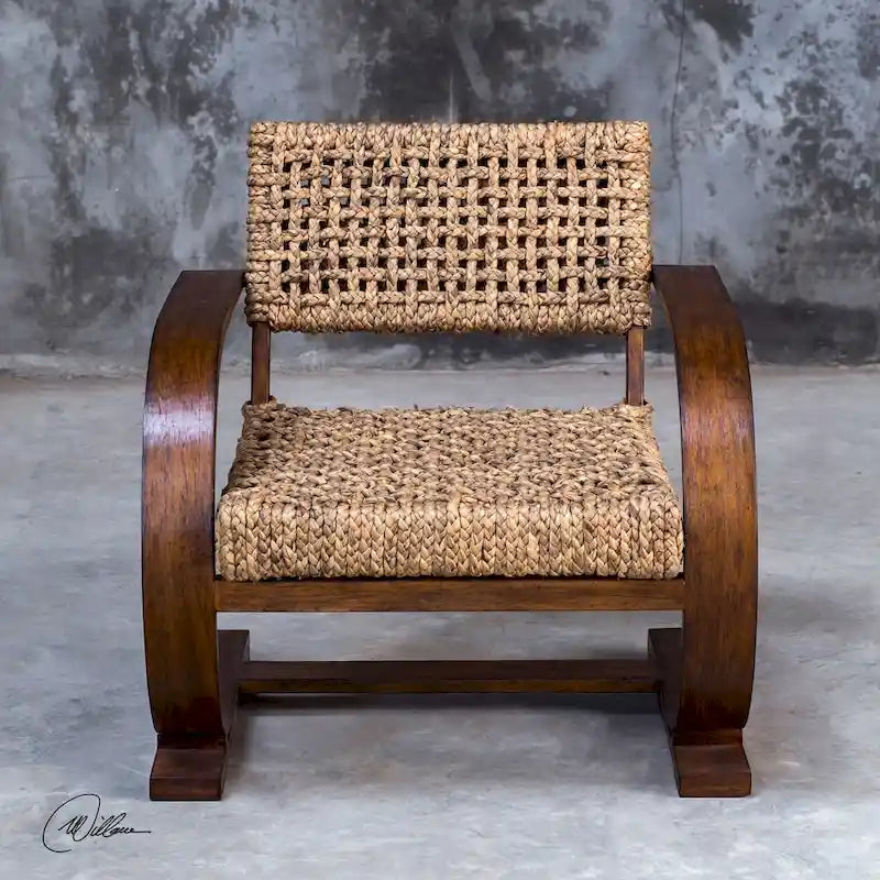 Natural Woven Banana Fiber Bohemian Accent Chair