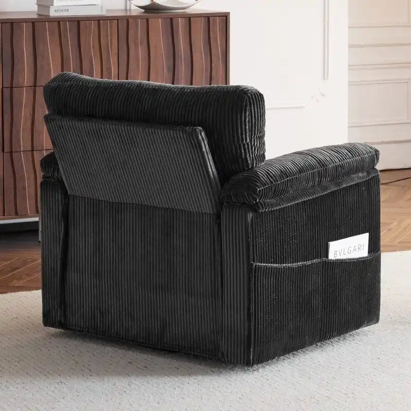 Fauteuil pivotant une place en velours côtelé de 33 pouces