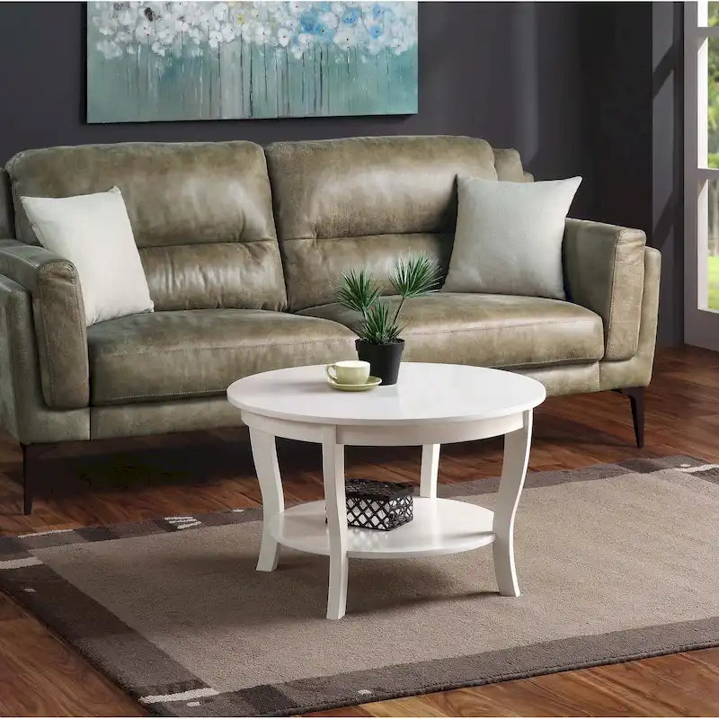 Runder Couchtisch mit Ablage aus der American-Heritage-Kollektion von Convenience Concepts