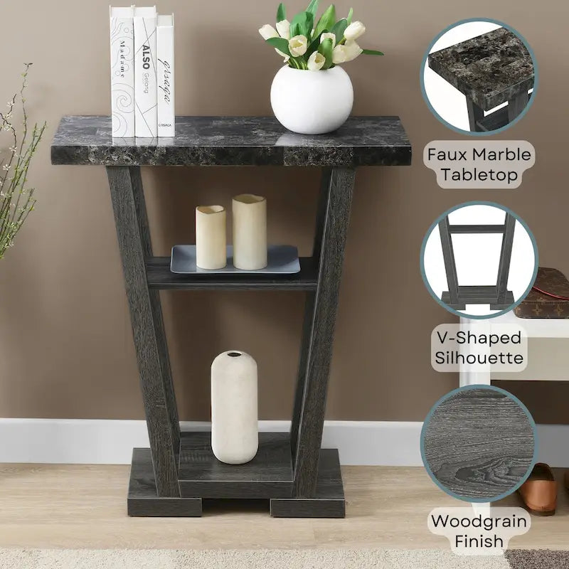 Newport V-consoletafel met planken van Convenience Concepts