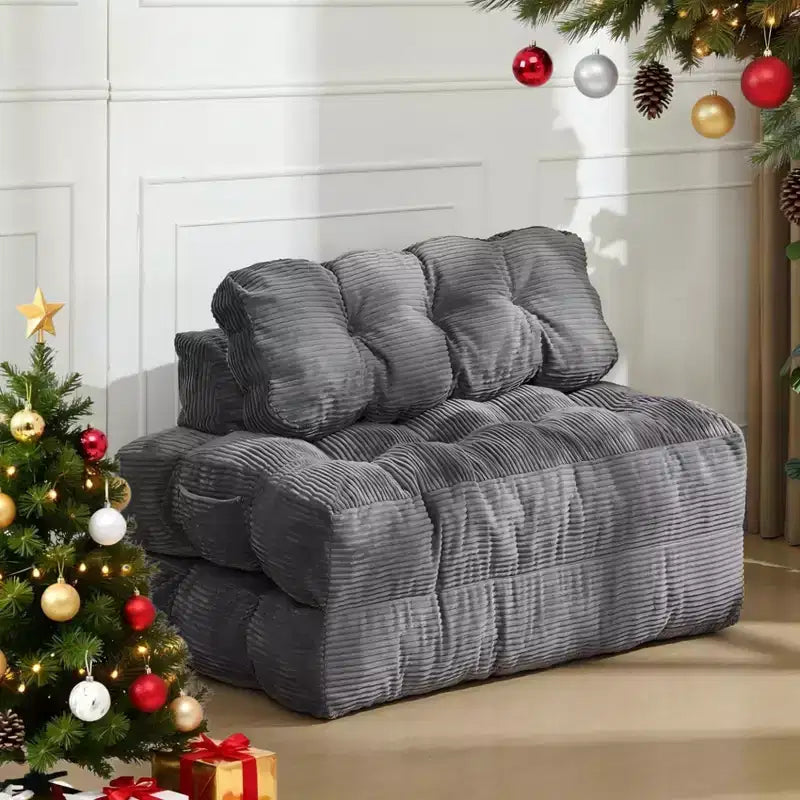 Canapé-lit pliant 3 en 1, fauteuil convertible en lit avec oreiller, fauteuil-lit pliant portable, canapé de sol confortable avec dossier pour salon, beige