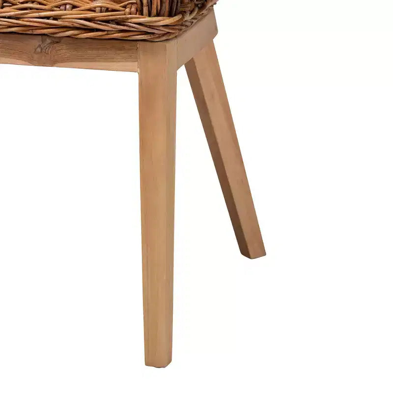 Ensemble de 2 chaises de salle à manger Mario de Bali & Pari, en teck brun naturel et rotin, style bohème moderne