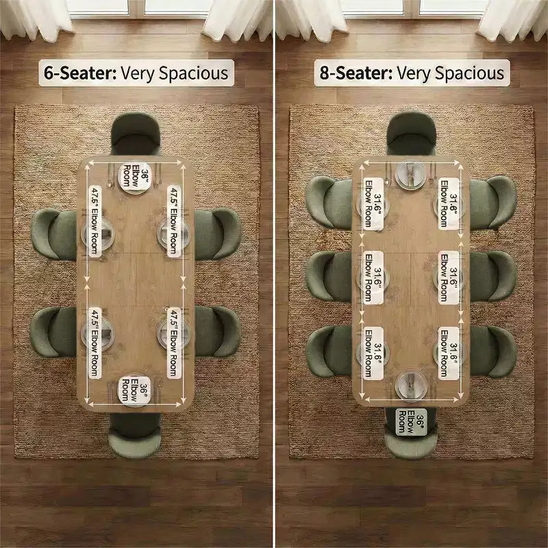 Eetkamerset met 7 delen, uitschuifbare tafel van 78-96 met schraagonderstel en gestoffeerde stoelen met poten van massief hout-Panipeachy