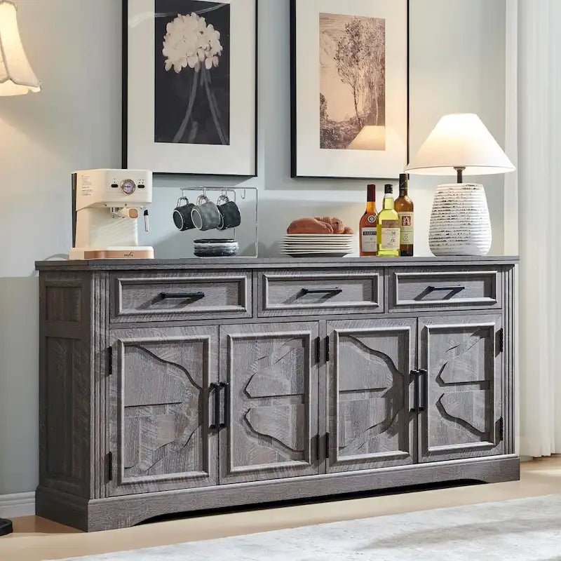 Credenza a buffet in stile rustico, mobile per angolo caffè o bar per vini per sala da pranzo - N/A