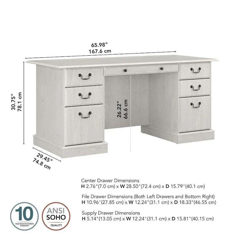 Bureau de direction Saratoga de Bush Furniture avec tiroirs et rangements