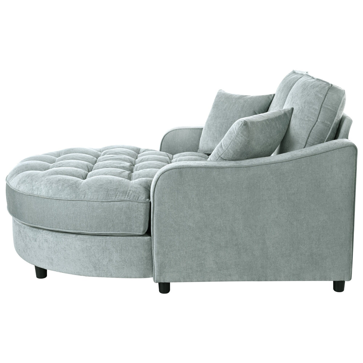 Chaiselongue-Schlafsofa aus Chenille, gepolstertes Sofa mit gesteppter Rückenlehne und 2 abnehmbaren Kissen für das Wohnzimmer