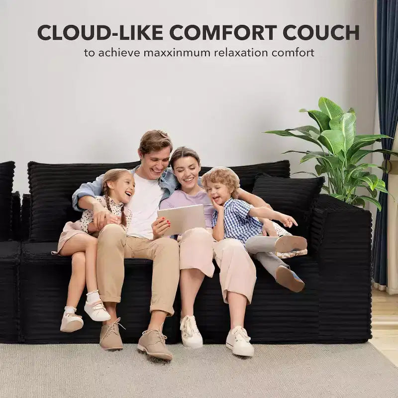 Canapé modulaire nuage de 107/ 137, canapé profond sans structure, canapé convertible confortable pour le sol avec poufs et mousse à mémoire de forme