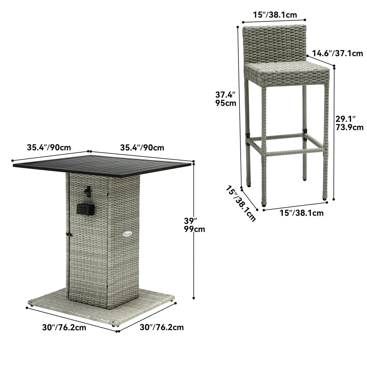 Moasis 5-delige tuinbarset van wicker - 5 stuks