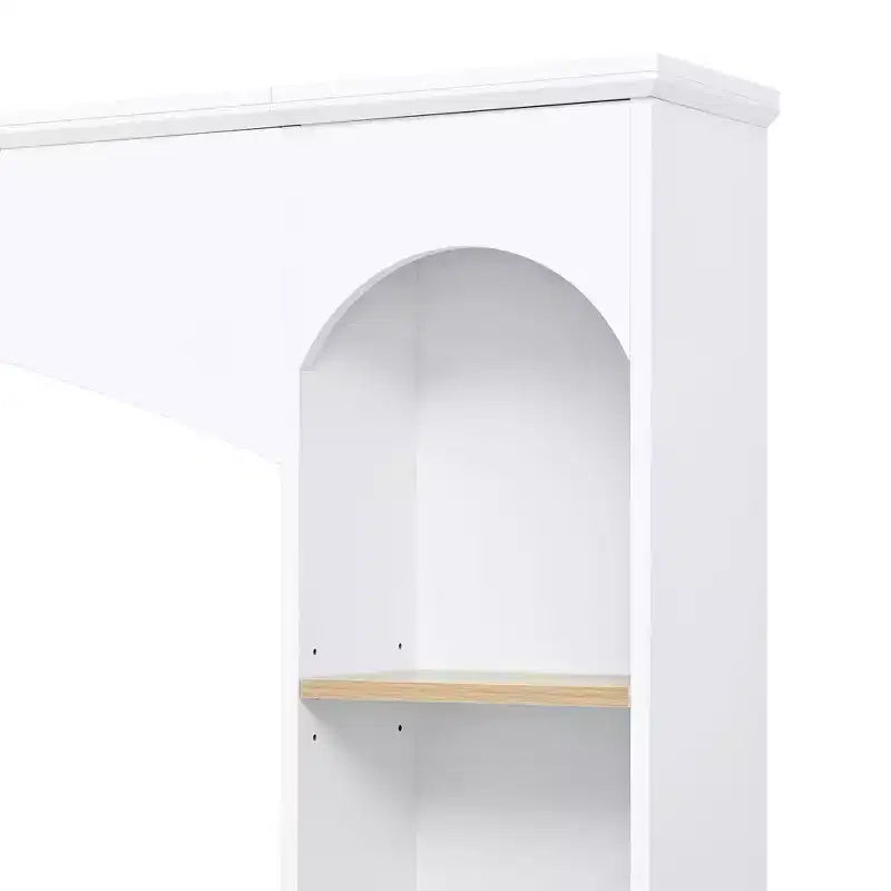 Whisen 91 Medienkonsole, geschwungene Entertainment-Center-Wandeinheit, TV-Schrank im Landhausstil mit Bücherregal in Holzoptik für Fernseher bis zu 70