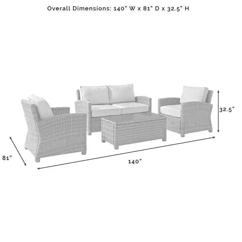4-teiliges Outdoor-Lounge-Set aus Rattan - Crosley